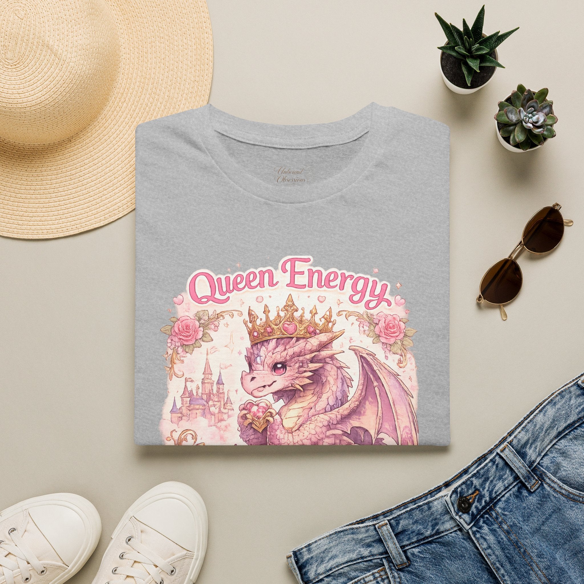 Queen Energy Dragon T-Shirt — Pink Crowned Dragon "Queen Energy, Dragon Tasties"
