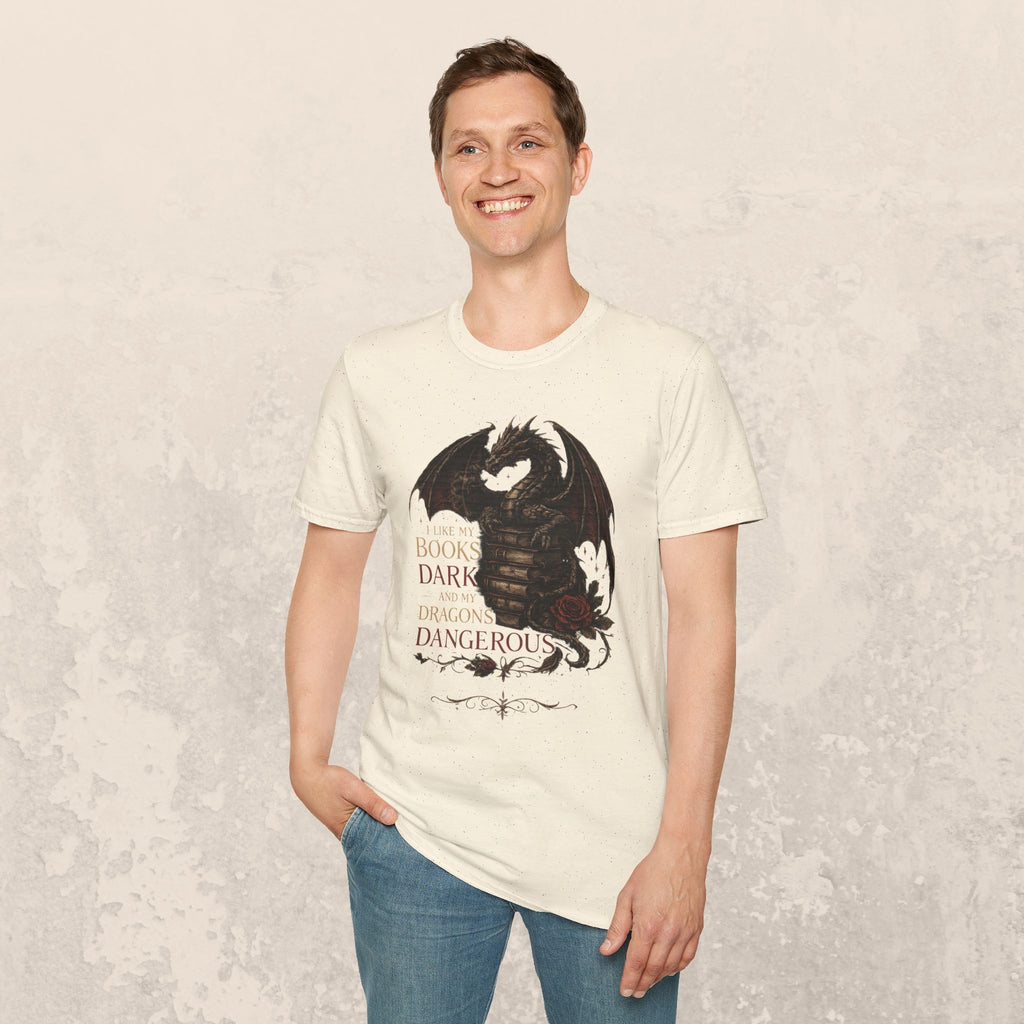 Dragon Books T-Shirt — "I Like My Books Dark" Fantasy Reader Tee