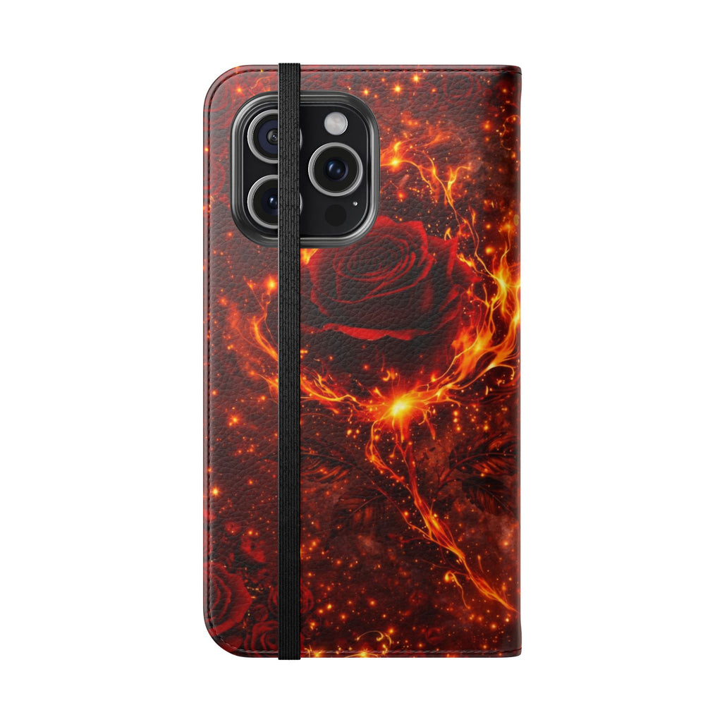 Flip Case – 'Touch Her & Die' Gothic Rose Wallet Phone Case