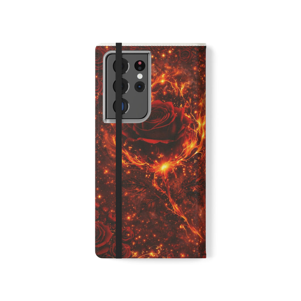 Flip Case – 'Touch Her & Die' Gothic Rose Wallet Phone Case