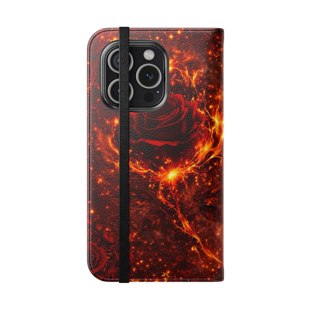 Flip Case – 'Touch Her & Die' Gothic Rose Wallet Phone Case