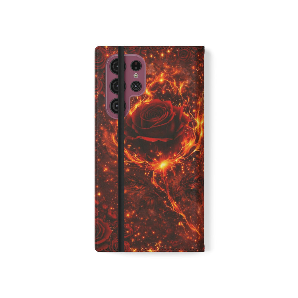 Flip Case – 'Touch Her & Die' Gothic Rose Wallet Phone Case
