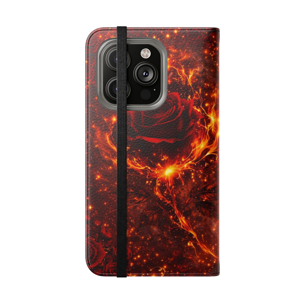 Flip Case – 'Touch Her & Die' Gothic Rose Wallet Phone Case