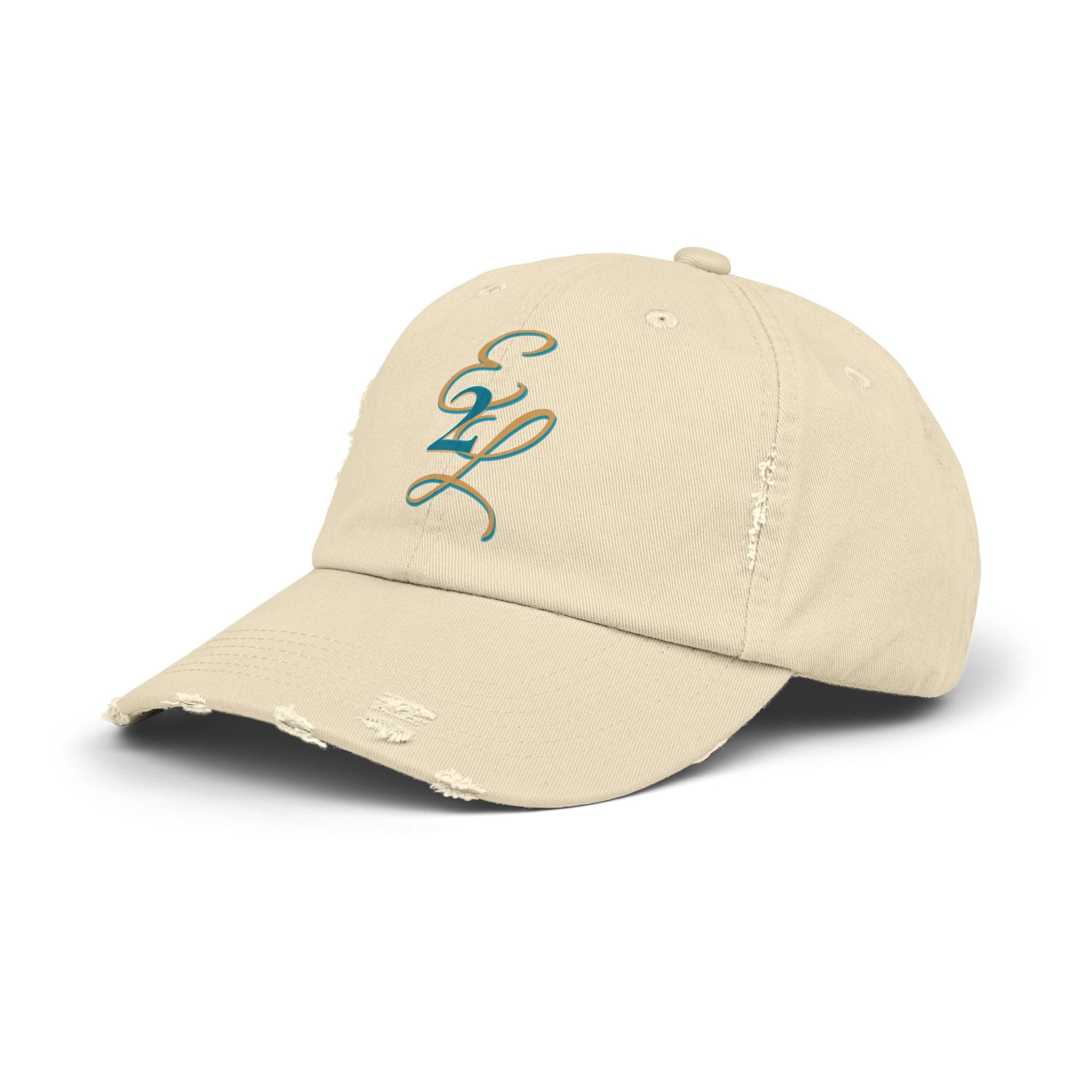 Distressed Black Cap with 'E2L' Enemies to Lovers