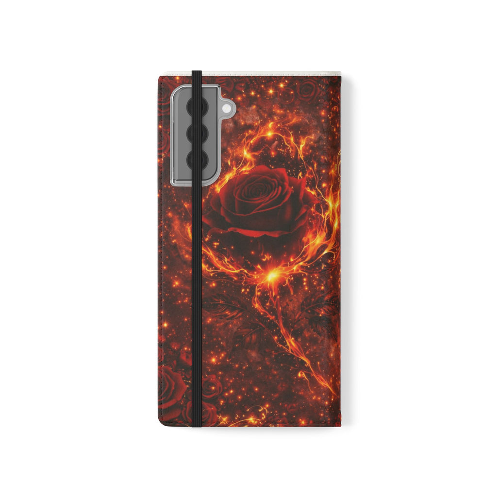 Flip Case – 'Touch Her & Die' Gothic Rose Wallet Phone Case