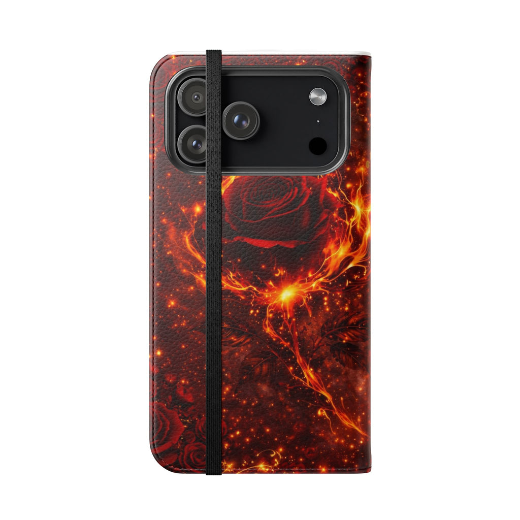 Flip Case – 'Touch Her & Die' Gothic Rose Wallet Phone Case