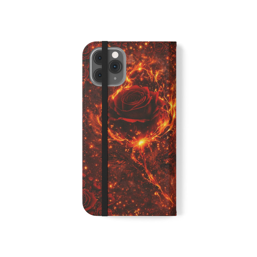 Flip Case – 'Touch Her & Die' Gothic Rose Wallet Phone Case