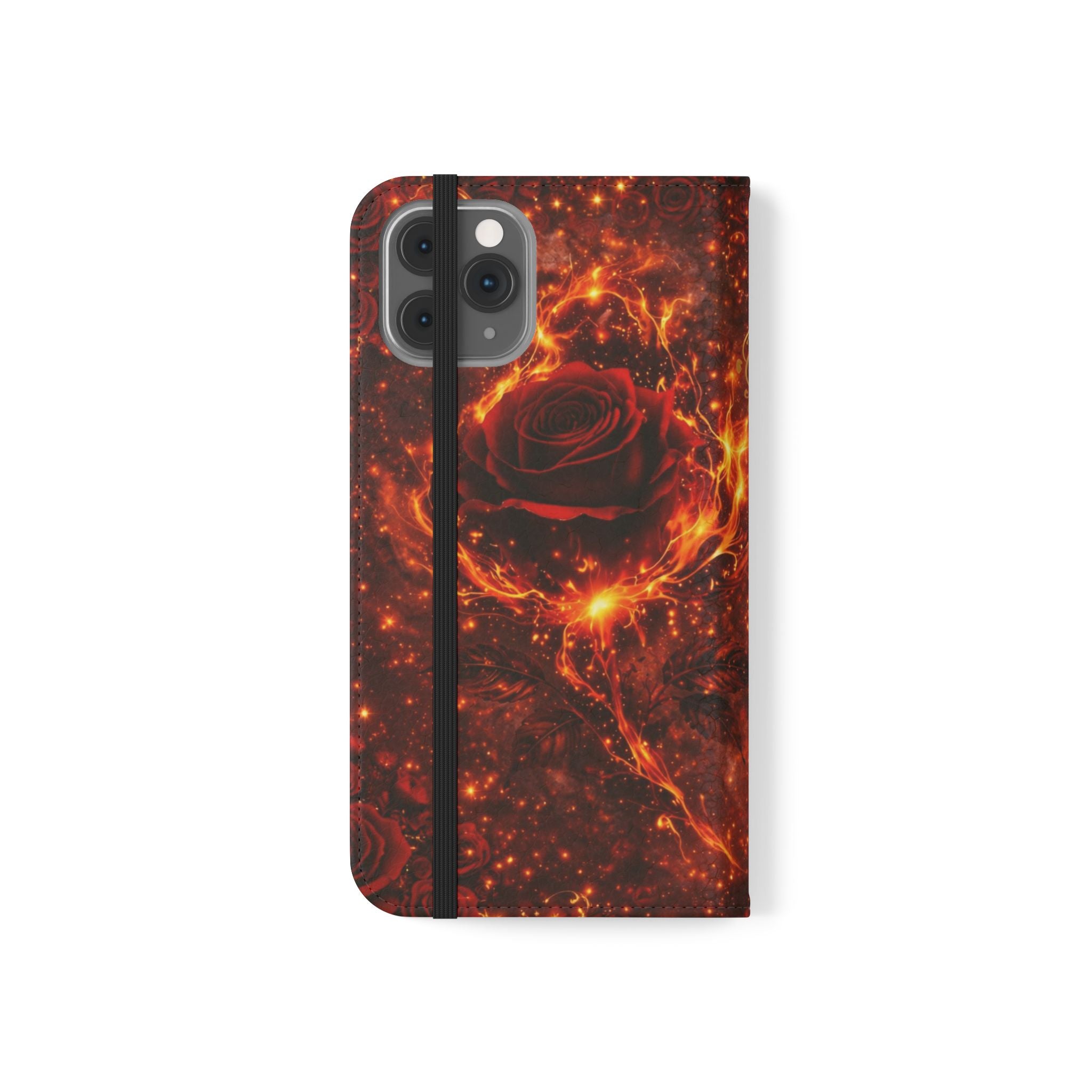 Flip Case – 'Touch Her & Die' Gothic Rose Wallet Phone Case