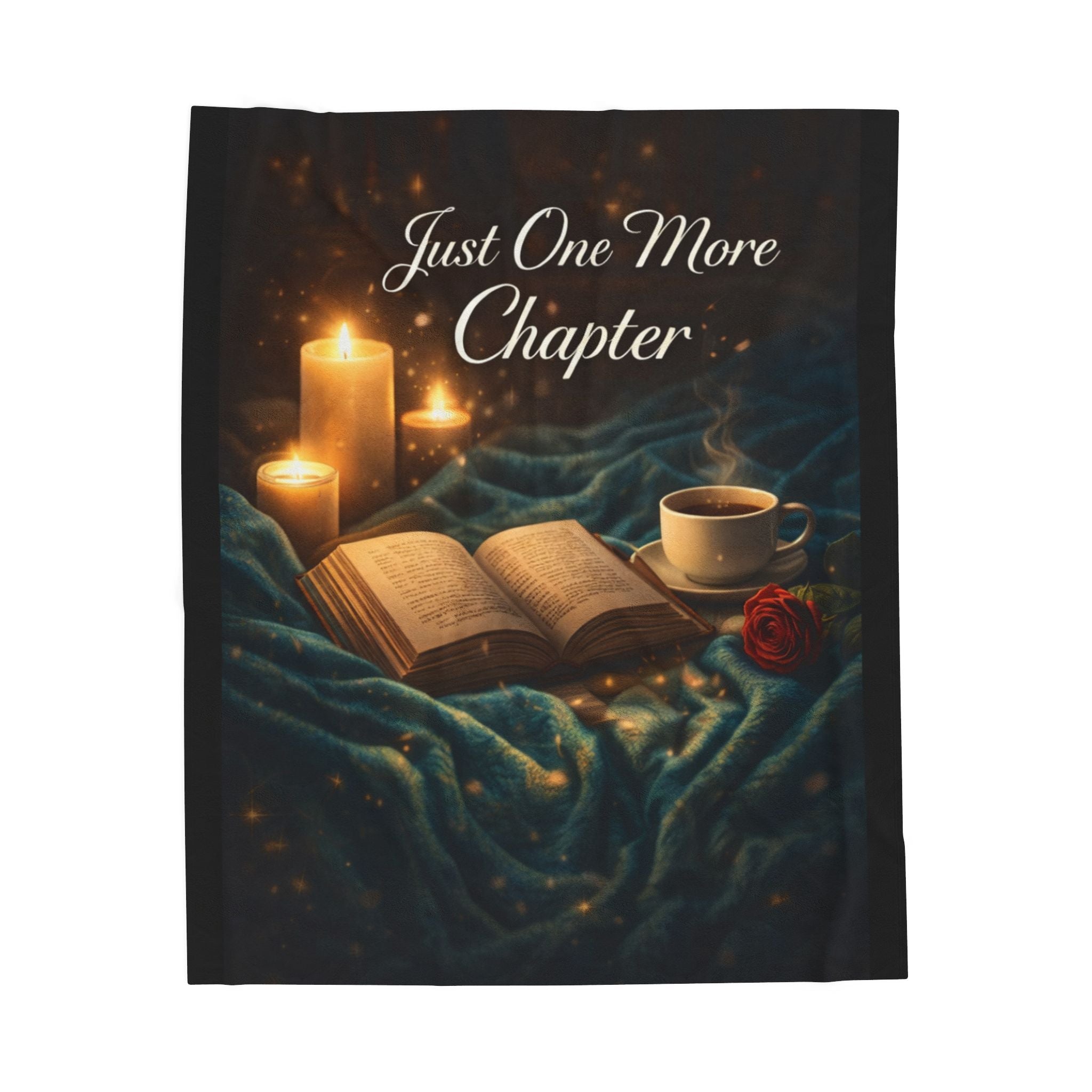 Just One More Chapter Velveteen Plush Blanket — Cozy Reading Throw for Book Lovers