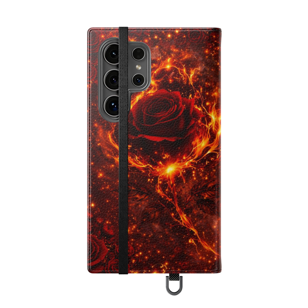 Flip Case – 'Touch Her & Die' Gothic Rose Wallet Phone Case