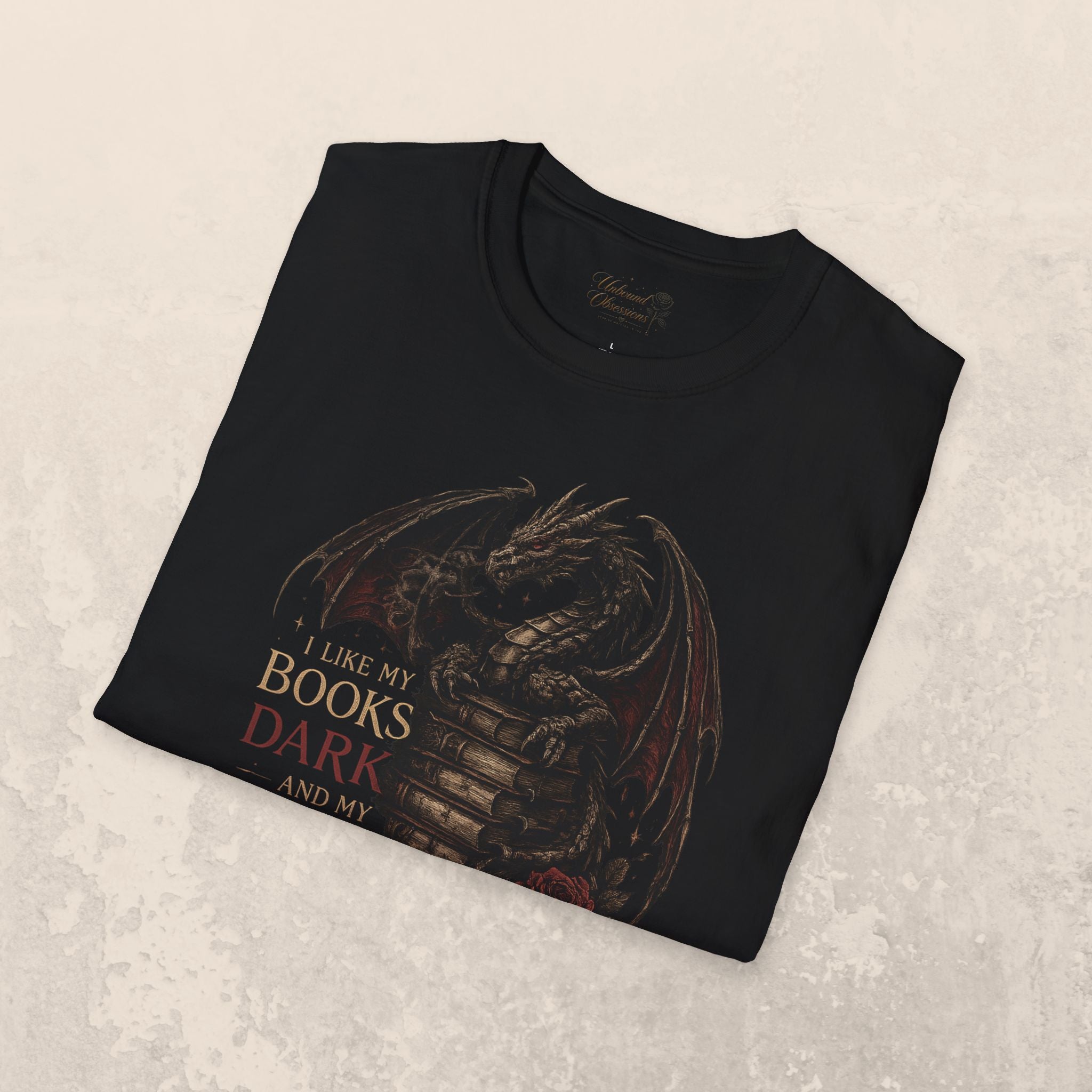 Dragon Books T-Shirt — "I Like My Books Dark" Fantasy Reader Tee