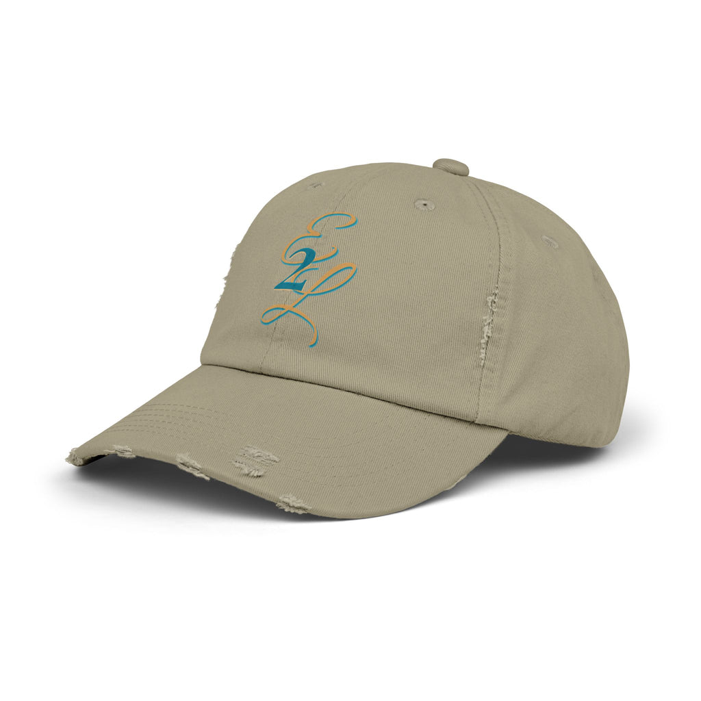 Distressed Black Cap with 'E2L' Enemies to Lovers