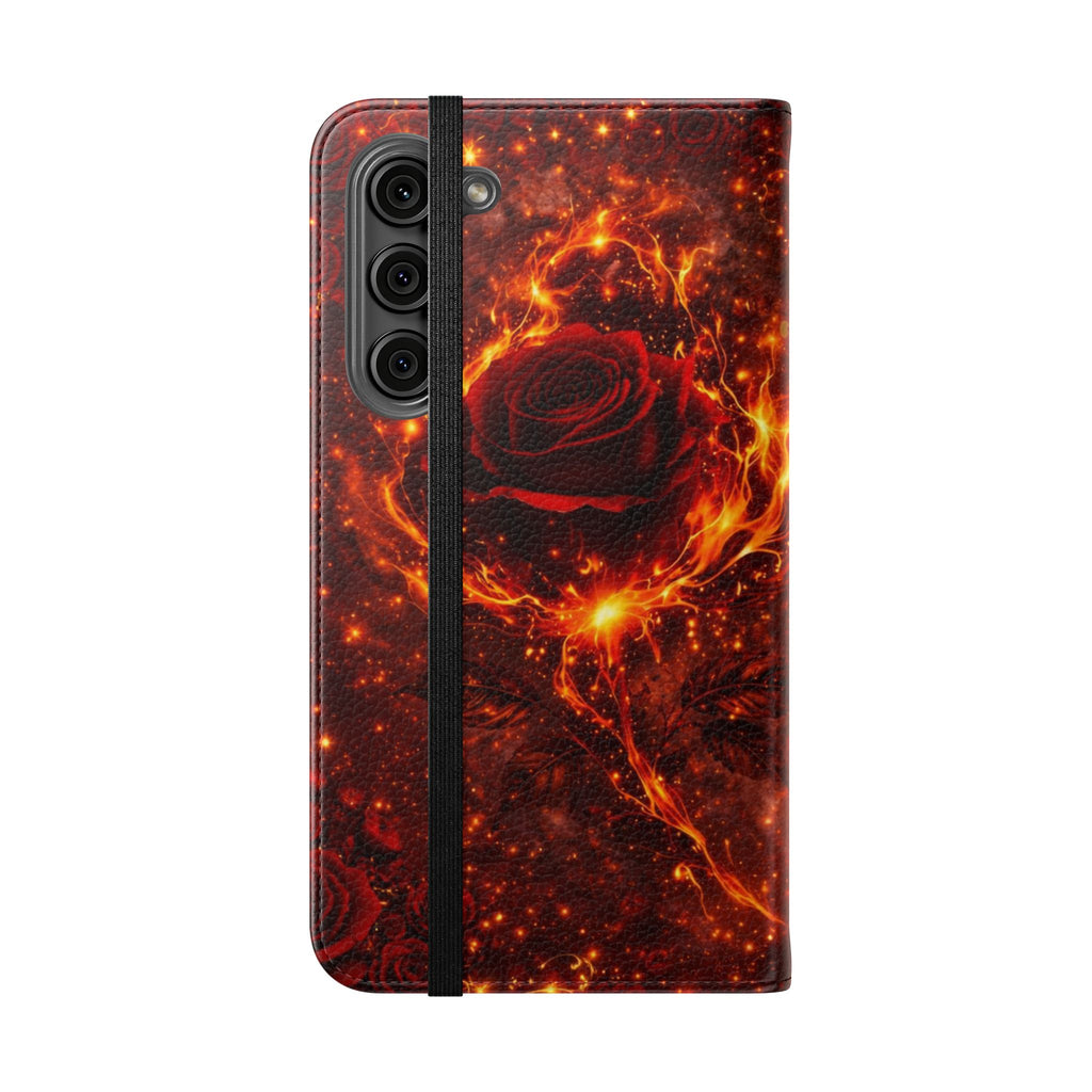 Flip Case – 'Touch Her & Die' Gothic Rose Wallet Phone Case