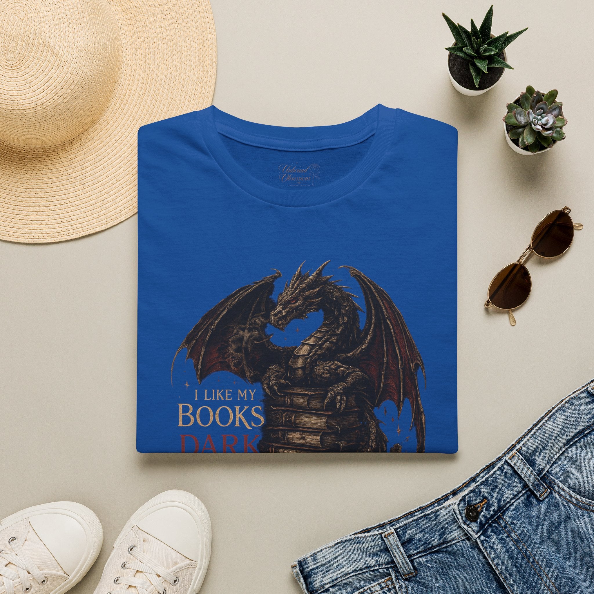 Dragon Books T-Shirt — "I Like My Books Dark" Fantasy Reader Tee
