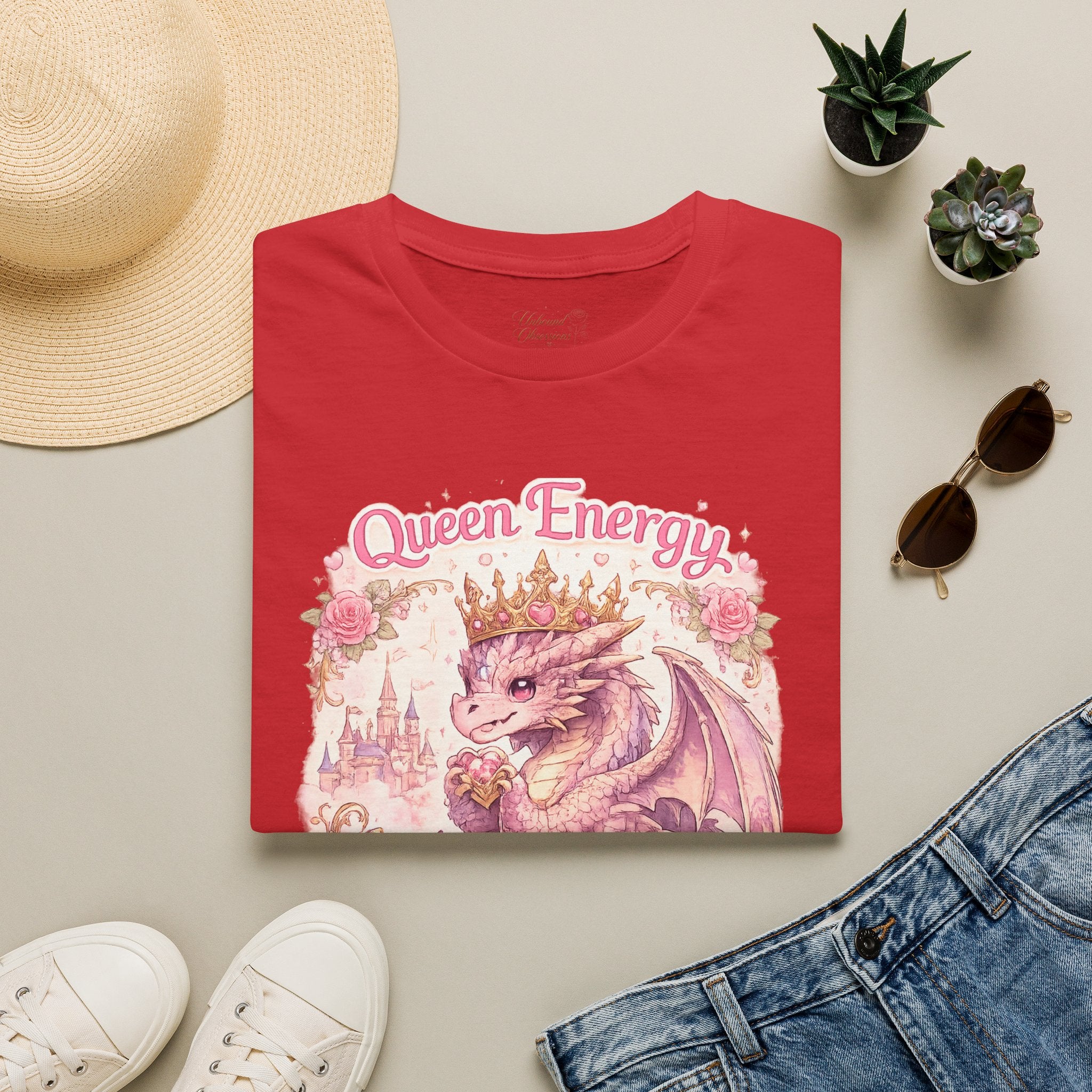 Queen Energy Dragon T-Shirt — Pink Crowned Dragon "Queen Energy, Dragon Tasties"