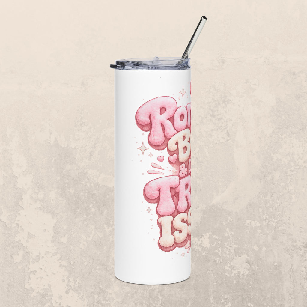 20oz Tumbler — “Romance Books & I Have Trust Issues” Pink Heart Travel Mug