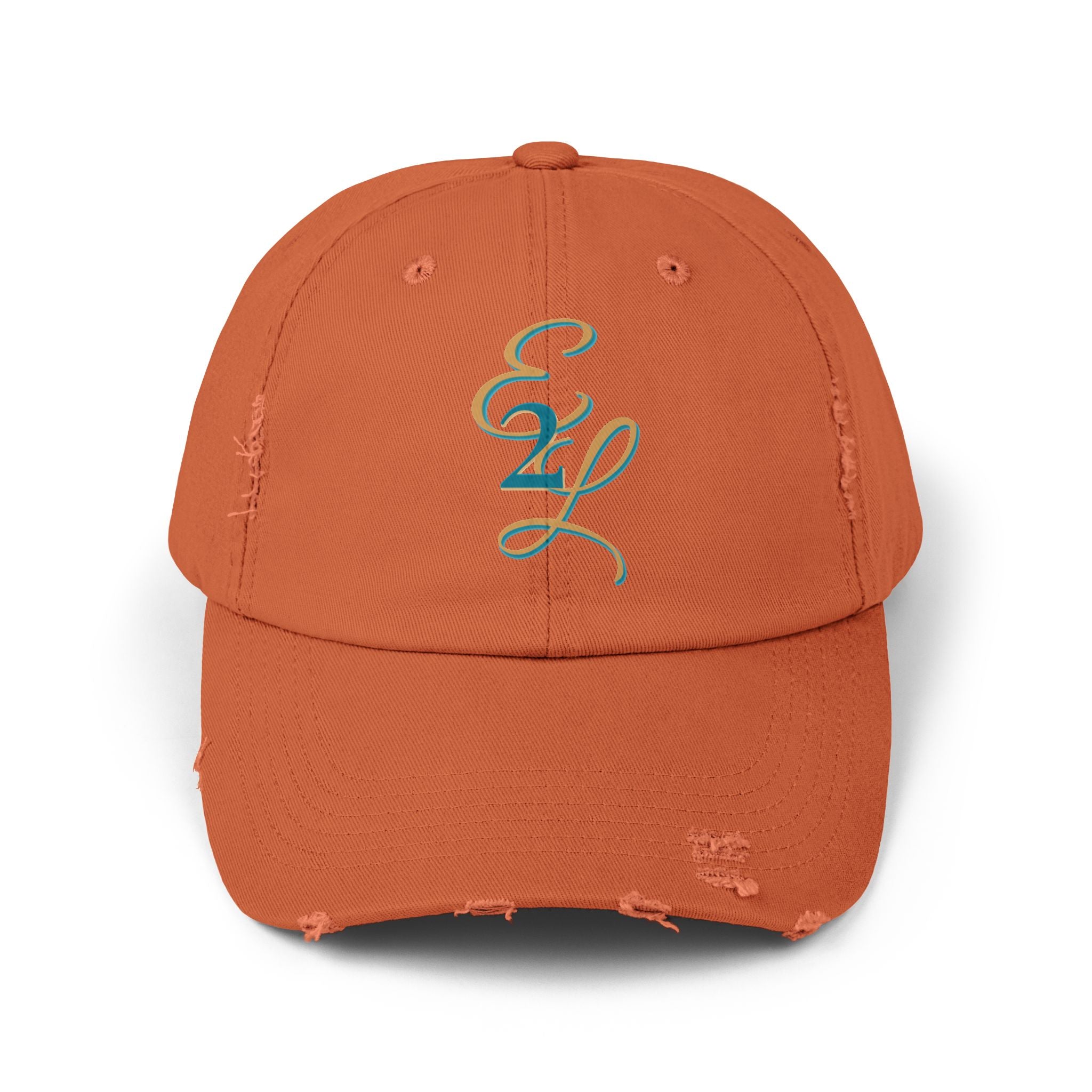 Distressed Black Cap with 'E2L' Enemies to Lovers