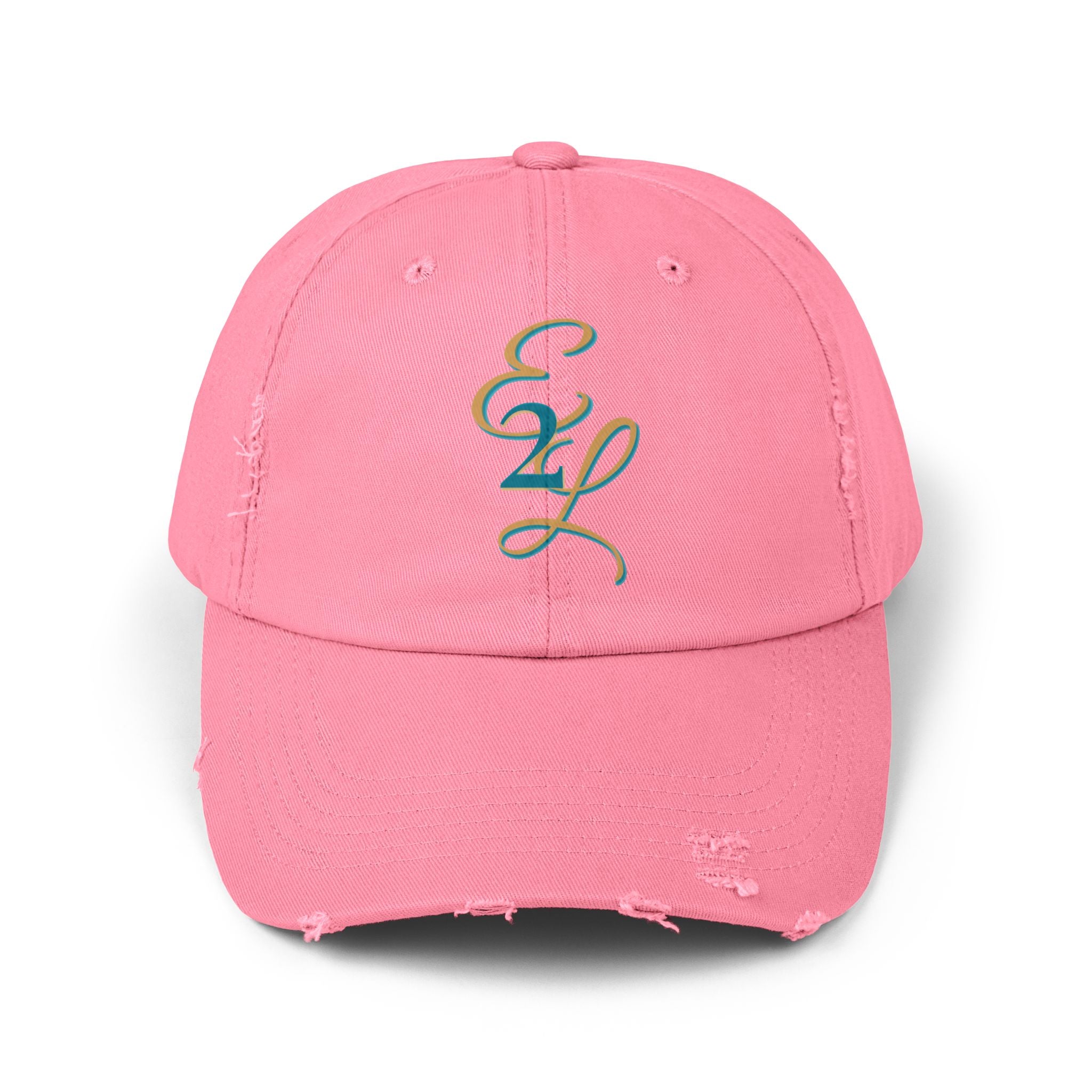 Distressed Black Cap with 'E2L' Enemies to Lovers