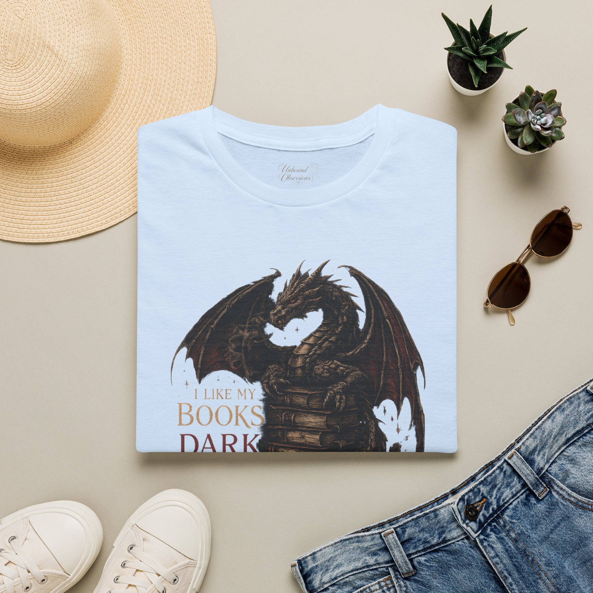Dragon Books T-Shirt — "I Like My Books Dark" Fantasy Reader Tee