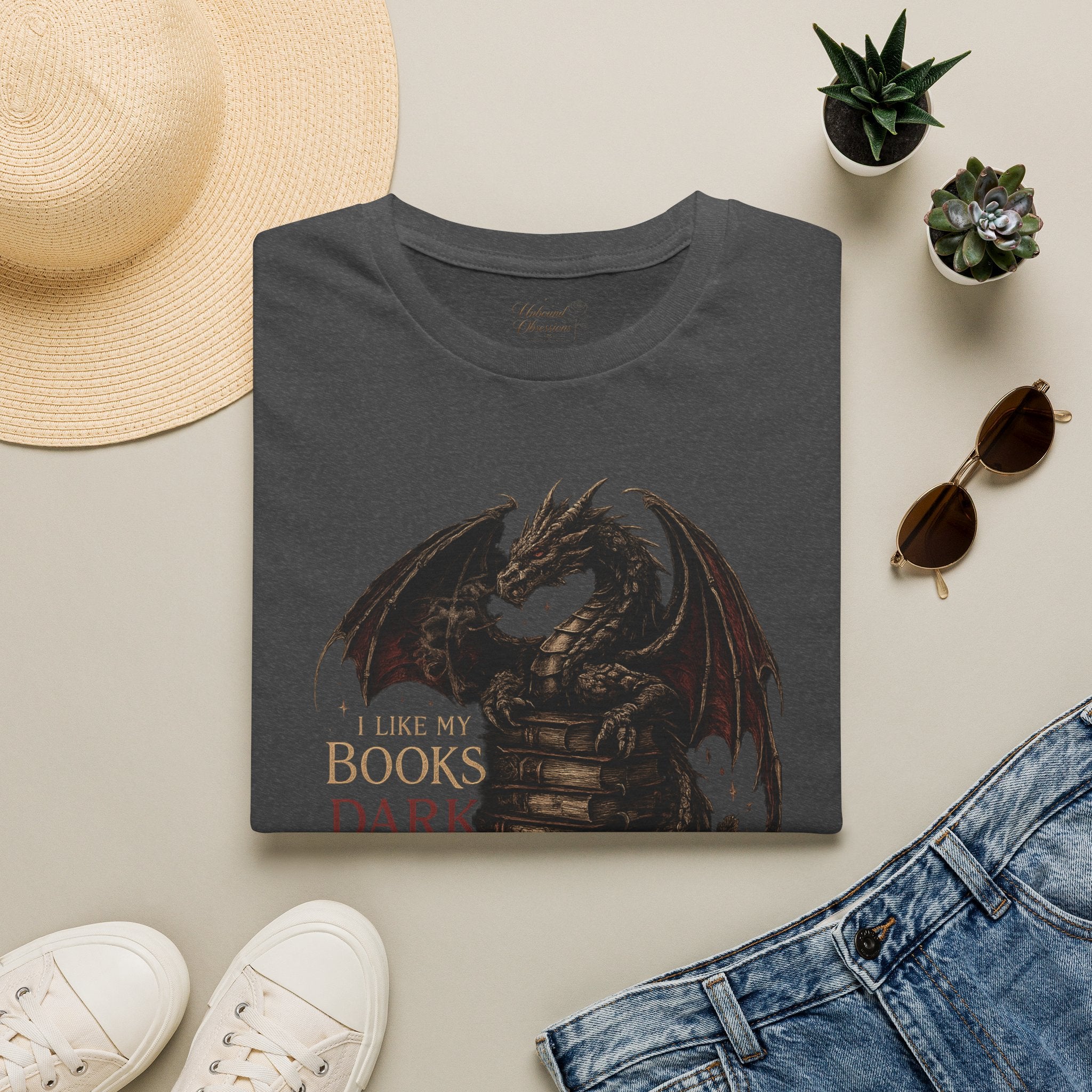 Dragon Books T-Shirt — "I Like My Books Dark" Fantasy Reader Tee