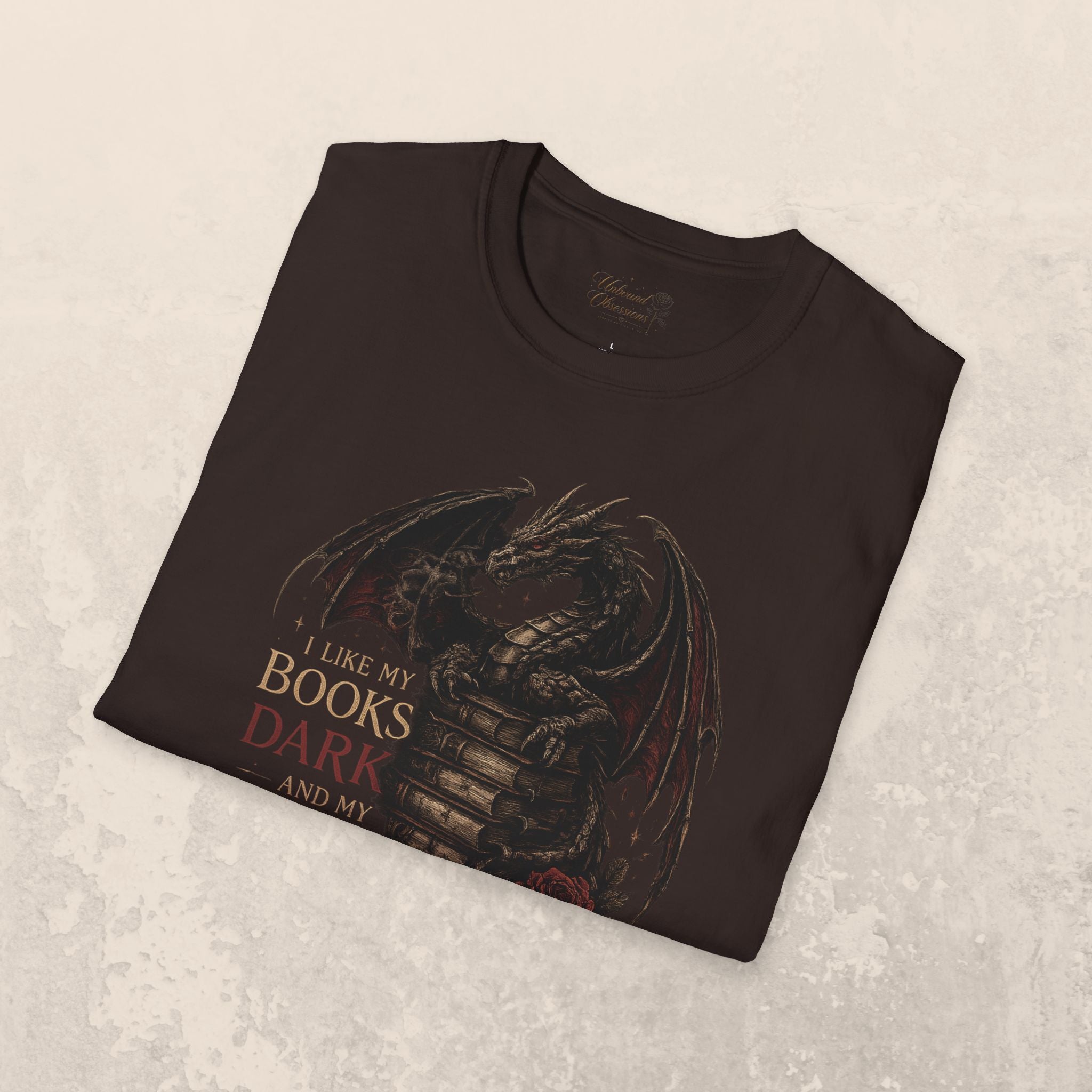 Dragon Books T-Shirt — "I Like My Books Dark" Fantasy Reader Tee