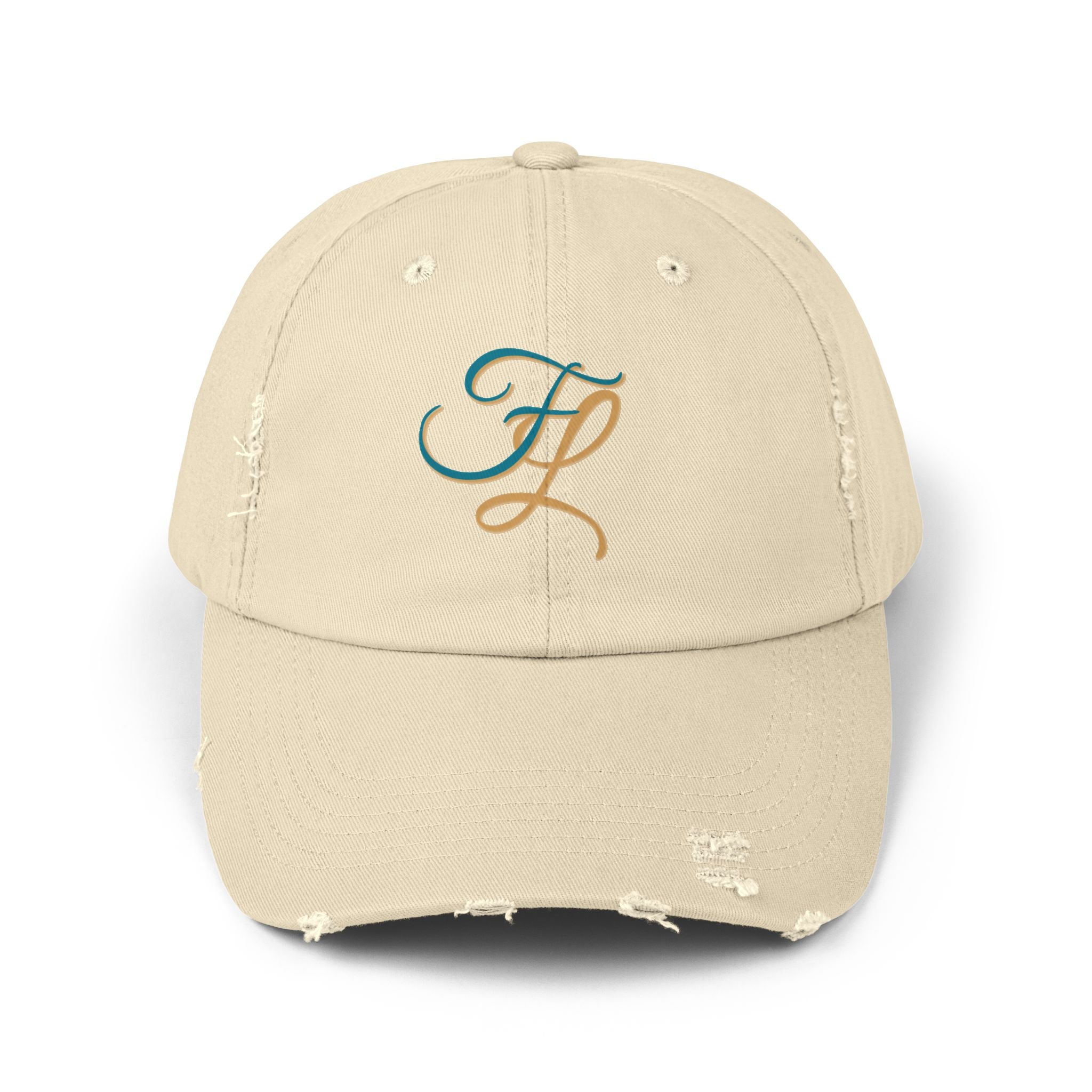 Distressed Cap with 'FL — Forbidden Love' Monogram