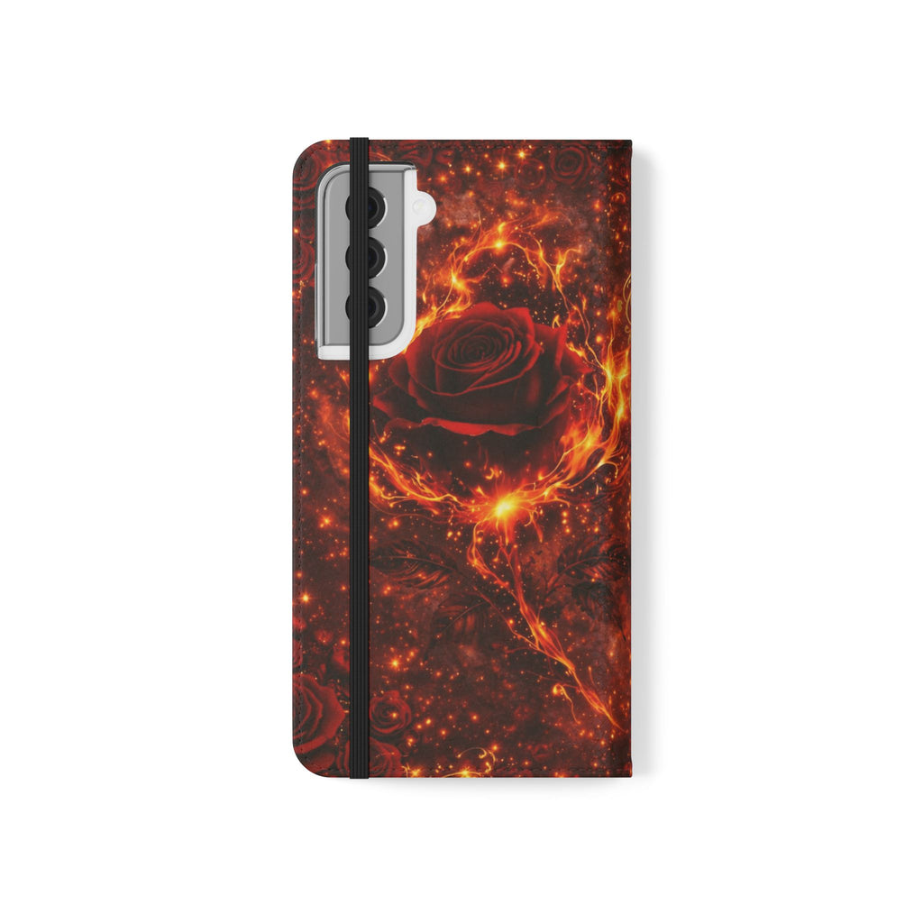 Flip Case – 'Touch Her & Die' Gothic Rose Wallet Phone Case