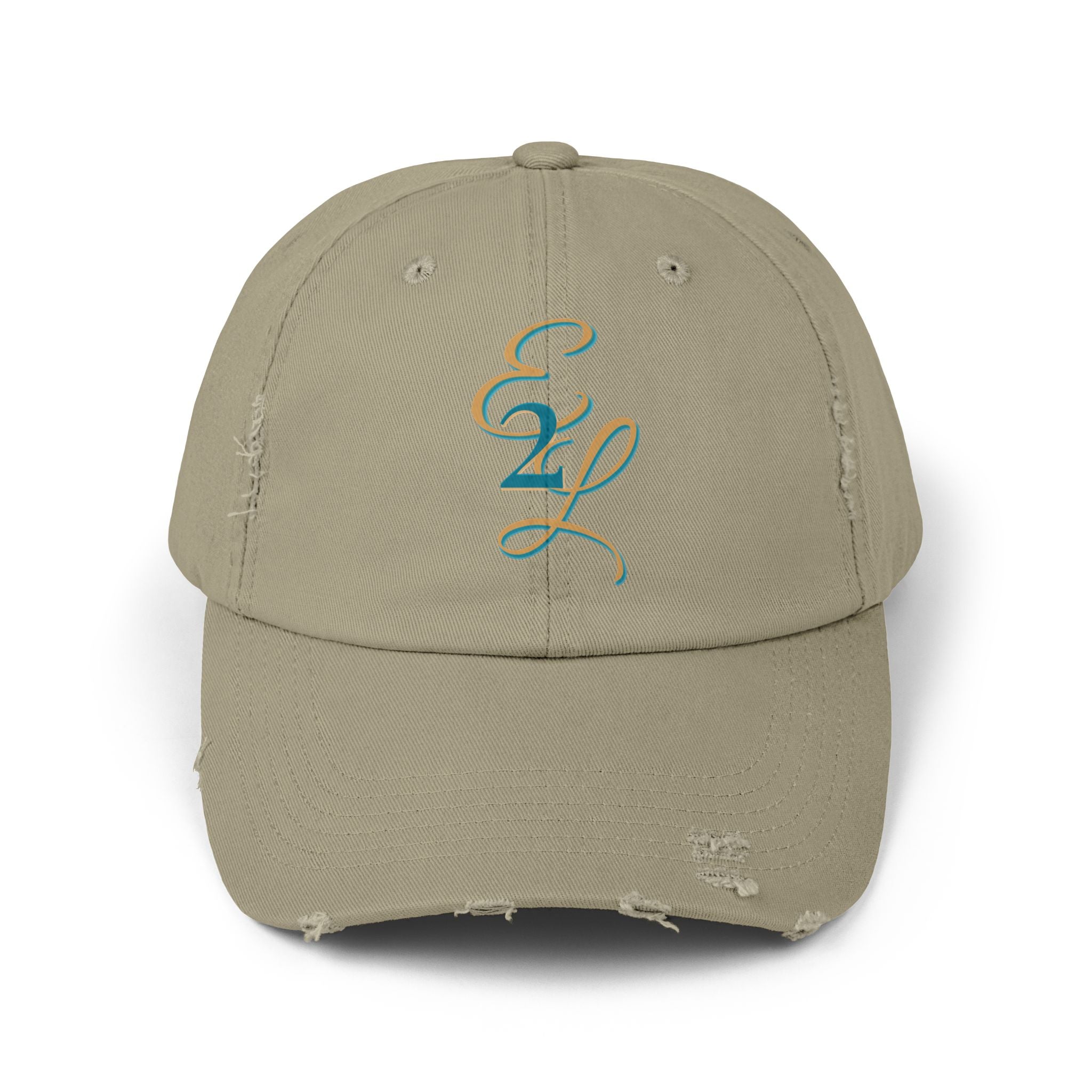 Distressed Black Cap with 'E2L' Enemies to Lovers