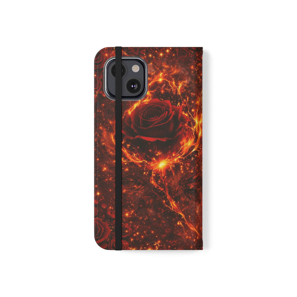 Flip Case – 'Touch Her & Die' Gothic Rose Wallet Phone Case
