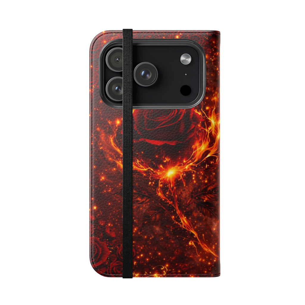 Flip Case – 'Touch Her & Die' Gothic Rose Wallet Phone Case