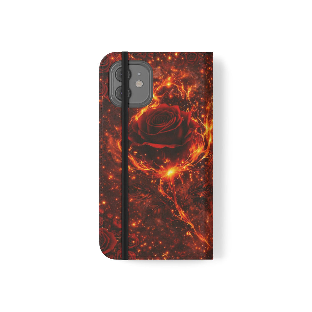 Flip Case – 'Touch Her & Die' Gothic Rose Wallet Phone Case