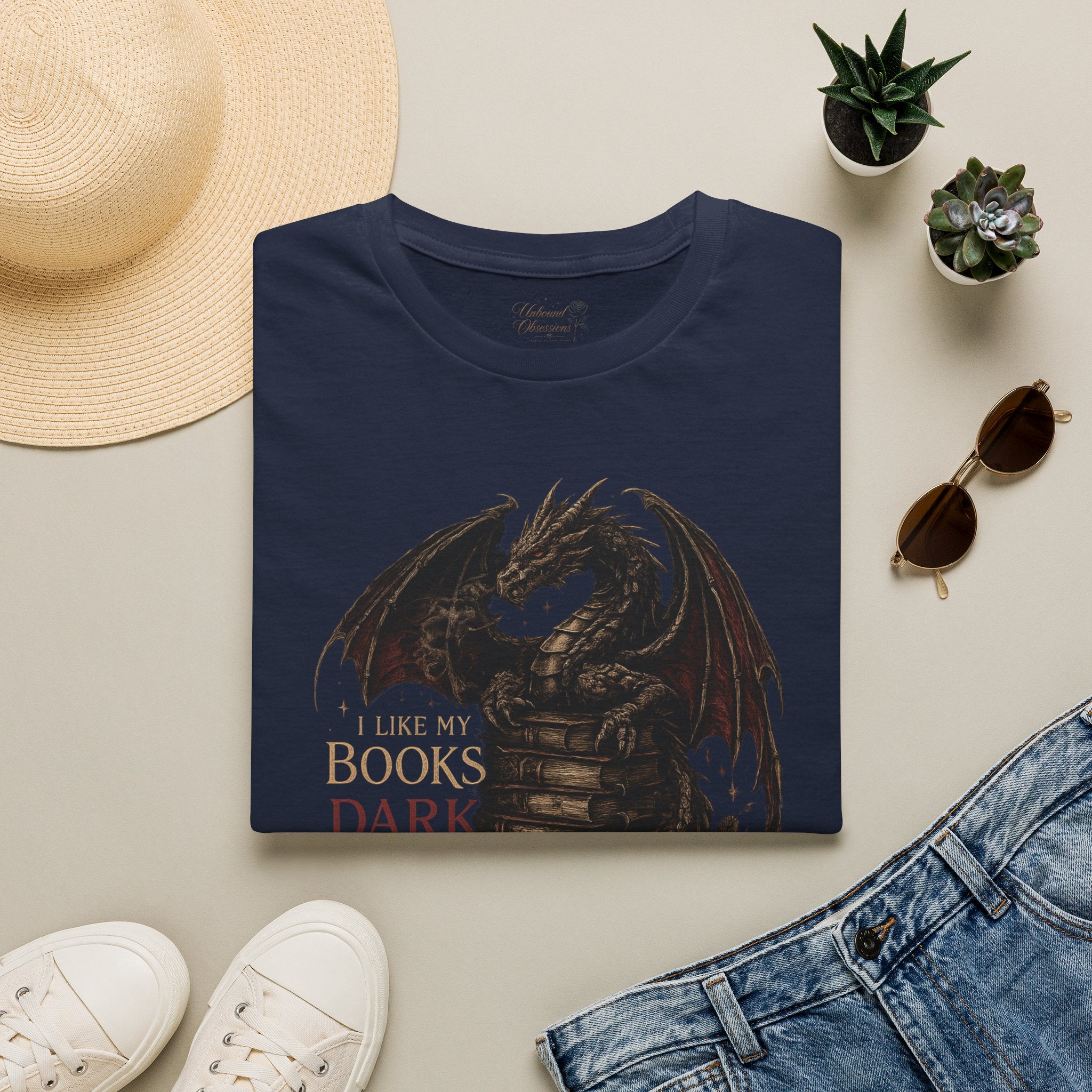 Dragon Books T-Shirt — "I Like My Books Dark" Fantasy Reader Tee