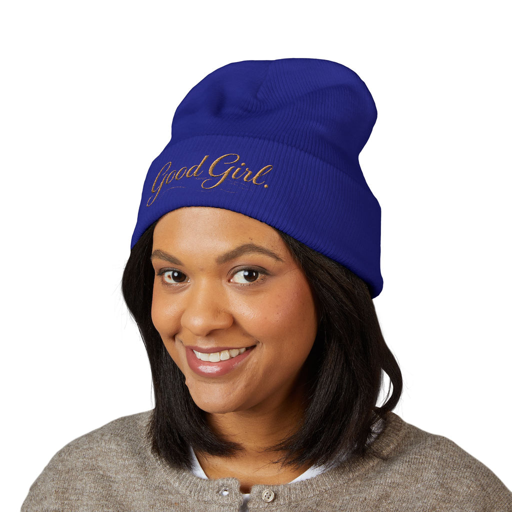 Embroidered "Good Girl." Cuffed Beanie