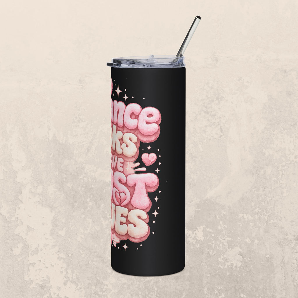 20oz Tumbler — “Romance Books & I Have Trust Issues” Pink Heart Travel Mug