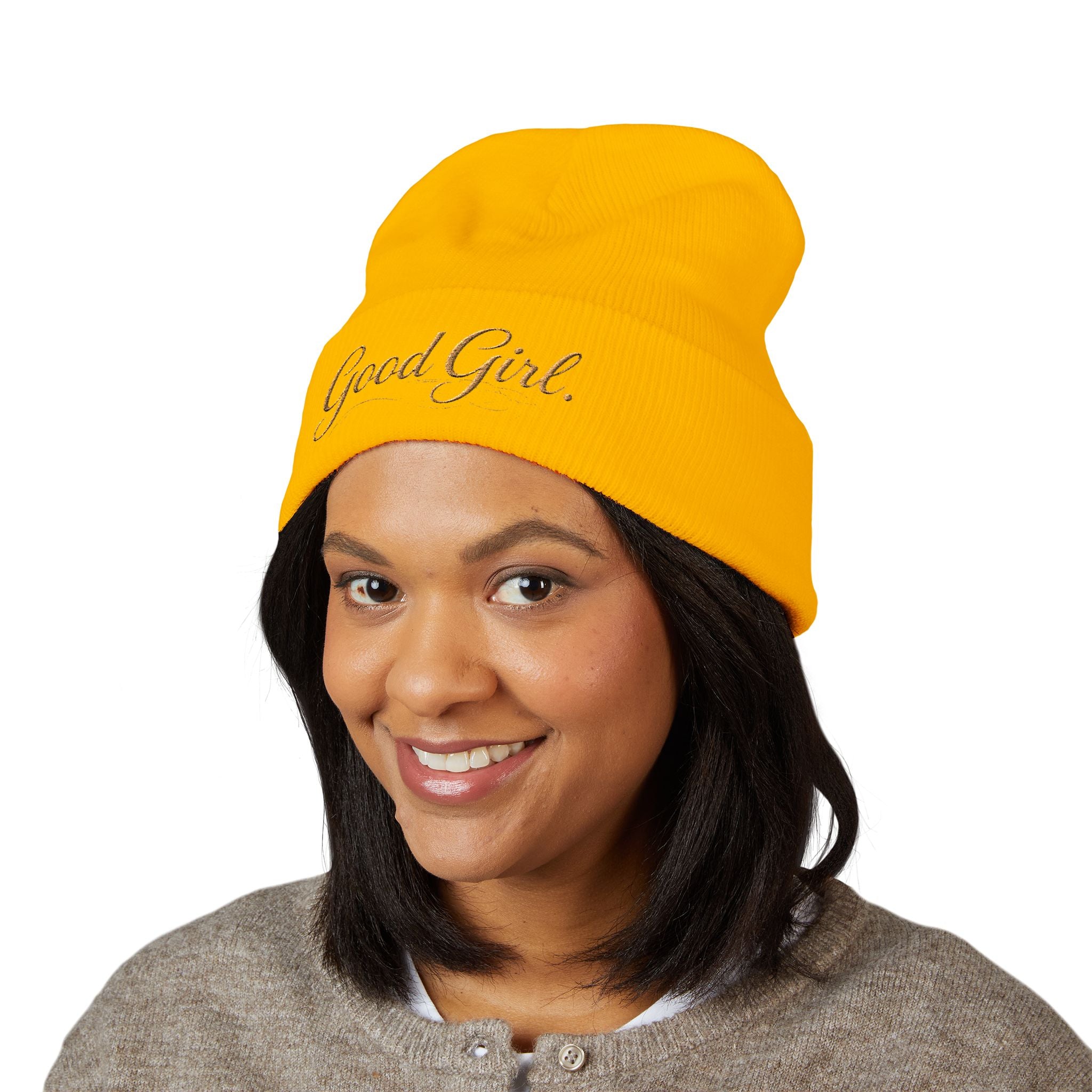 Embroidered "Good Girl." Cuffed Beanie