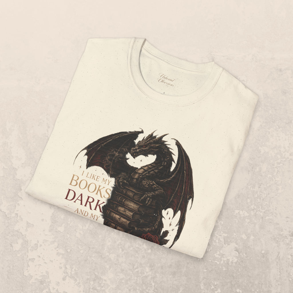 Dragon Books T-Shirt — "I Like My Books Dark" Fantasy Reader Tee