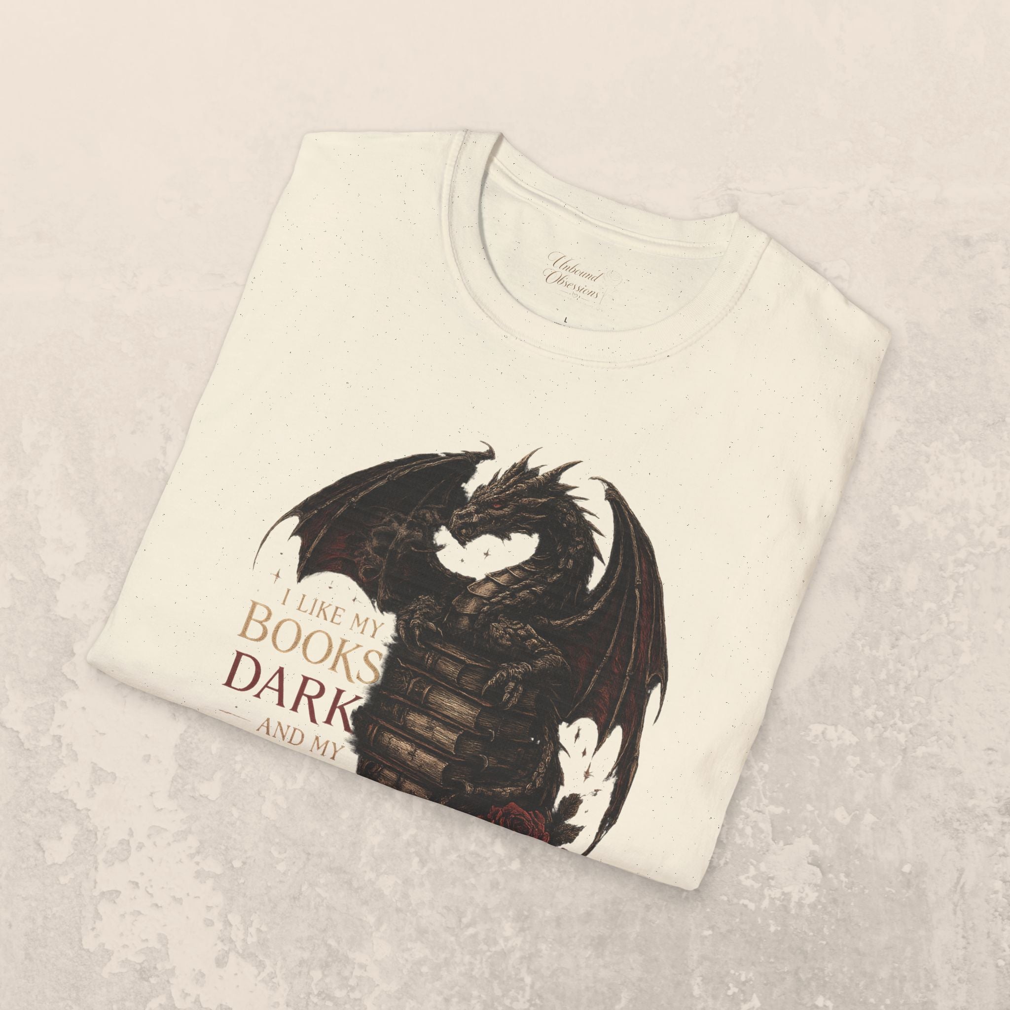 Dragon Books T-Shirt — "I Like My Books Dark" Fantasy Reader Tee