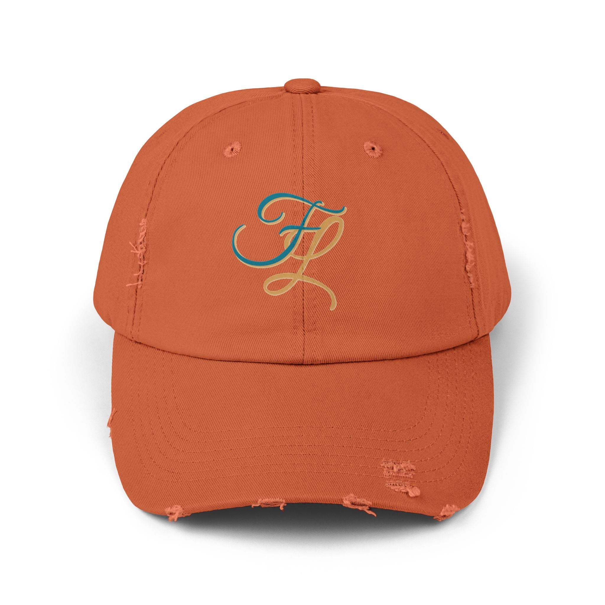Distressed Cap with 'FL — Forbidden Love' Monogram