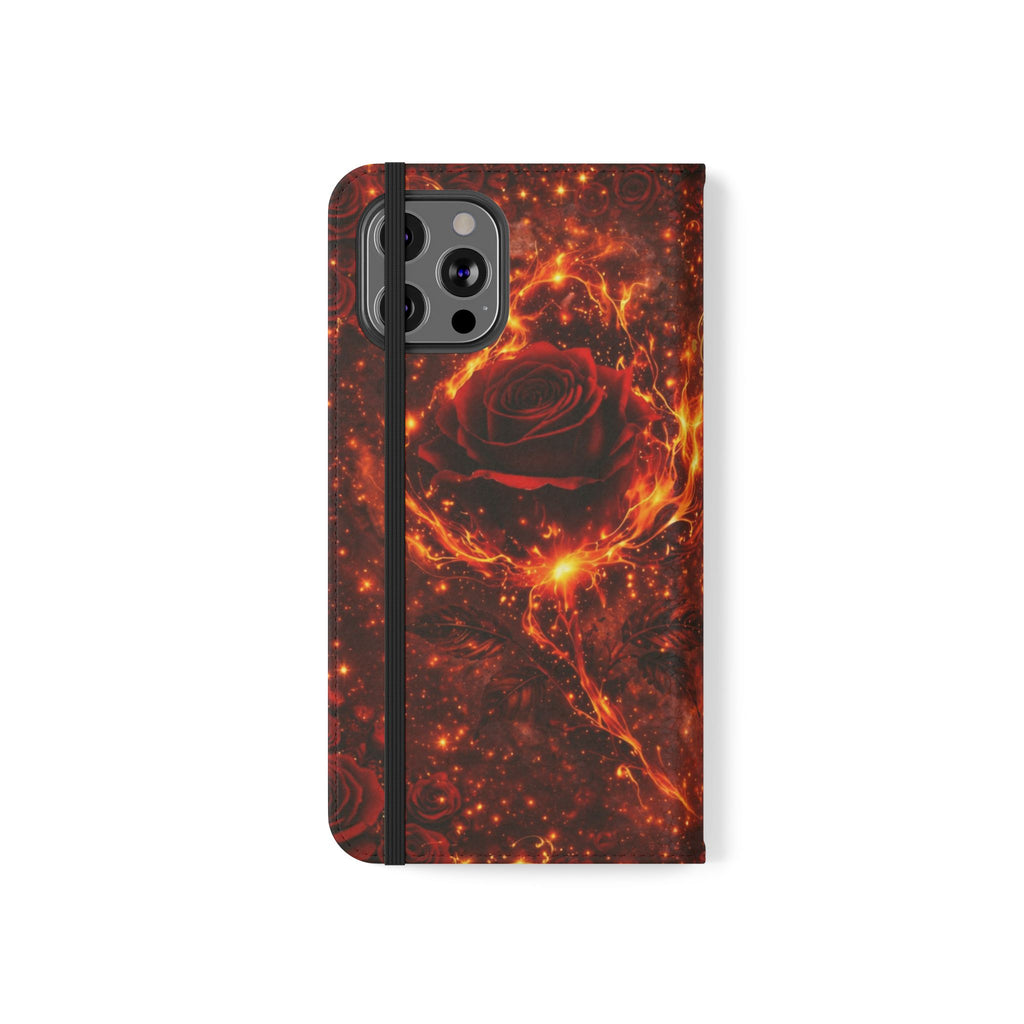 Flip Case – 'Touch Her & Die' Gothic Rose Wallet Phone Case