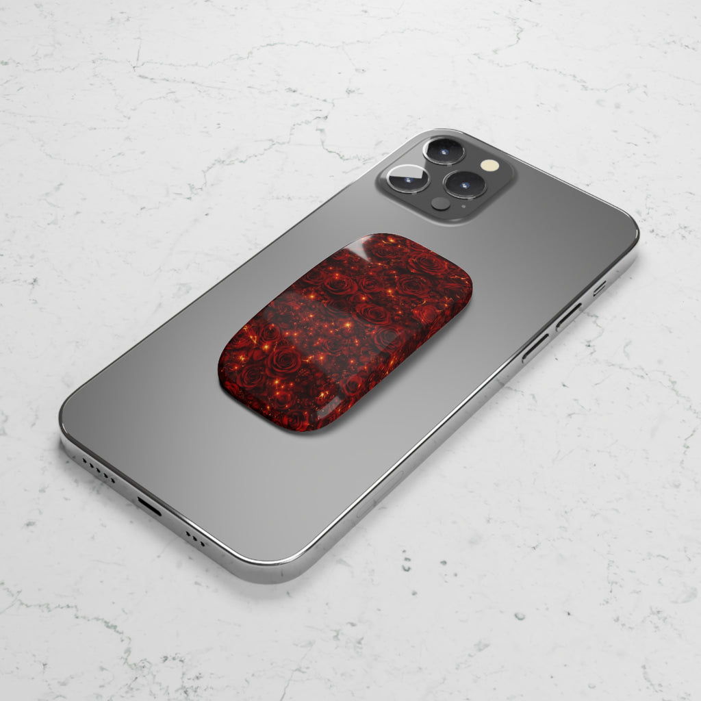 Red Rose Sparkle Phone Grip — Click-On Phone Stand & Holder