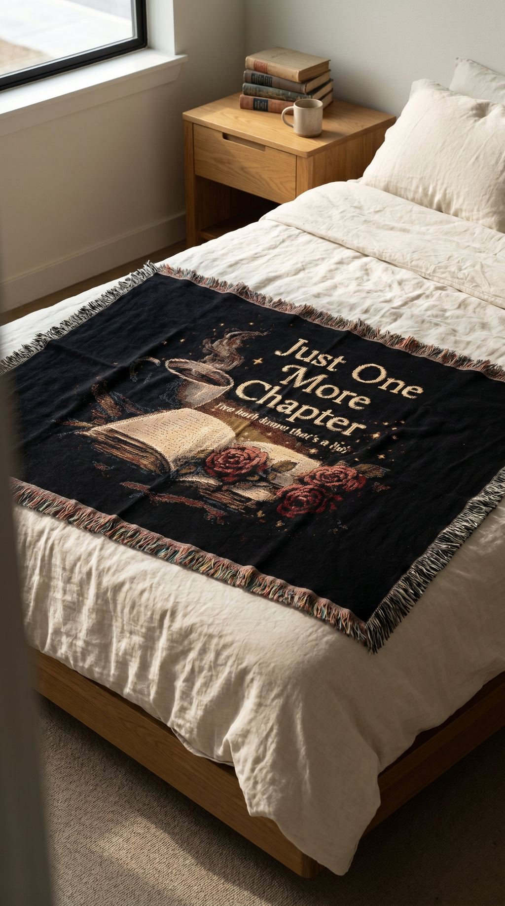Just One More Chapter Woven Blanket | Book Lover Reading Throw