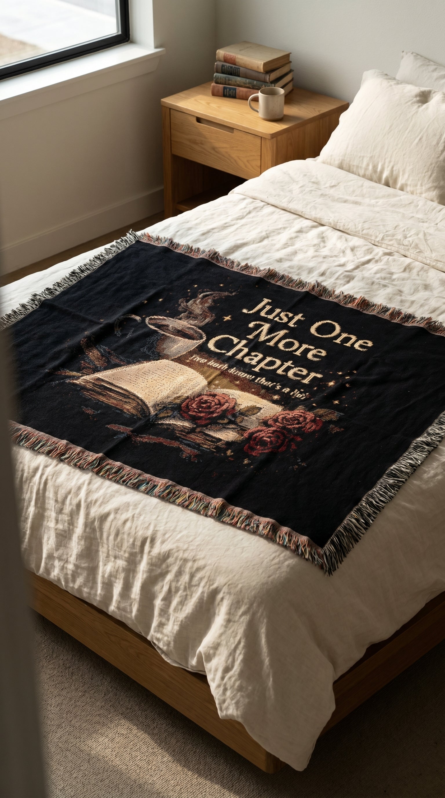 Just One More Chapter Woven Blanket | Book Lover Reading Throw