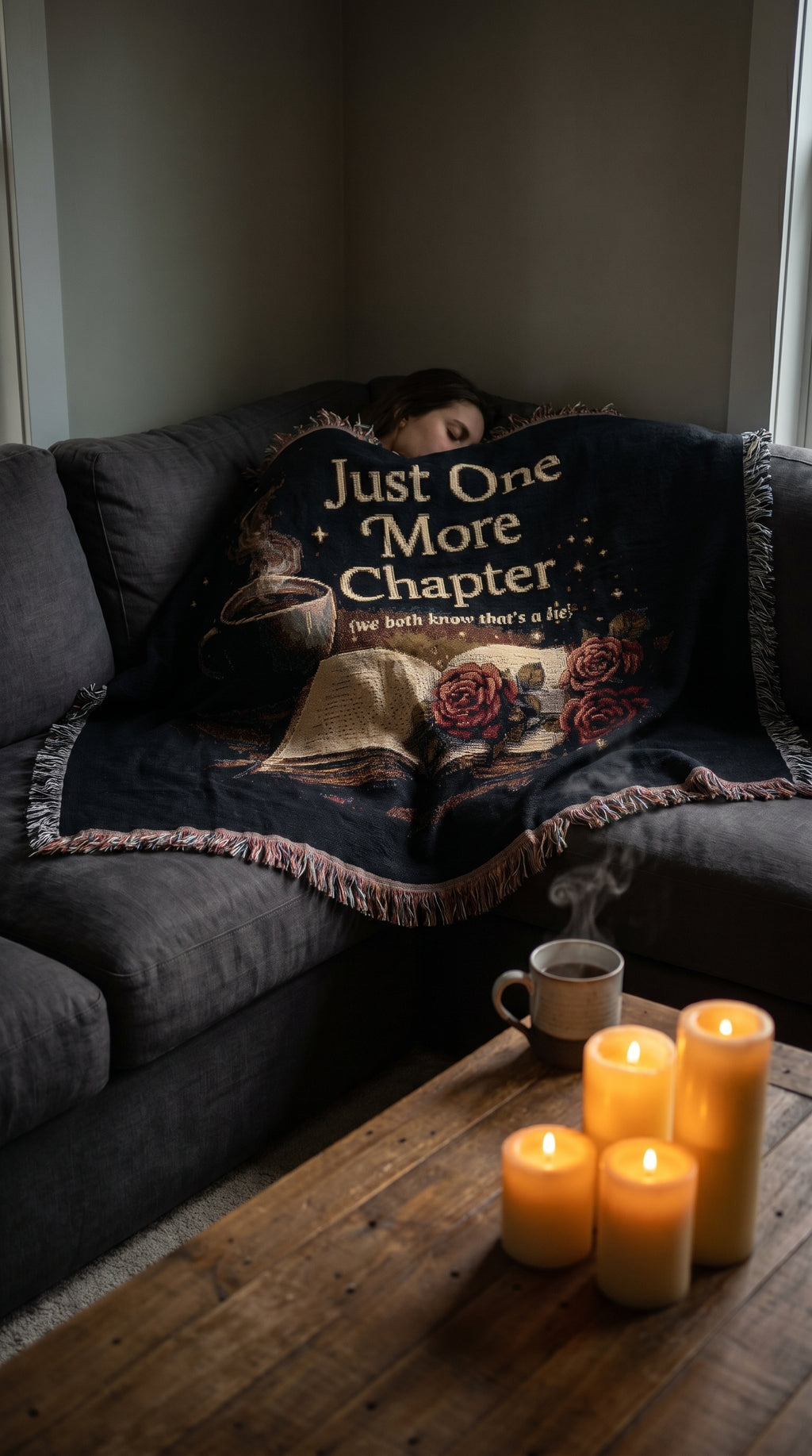 Just One More Chapter Woven Blanket | Book Lover Reading Throw
