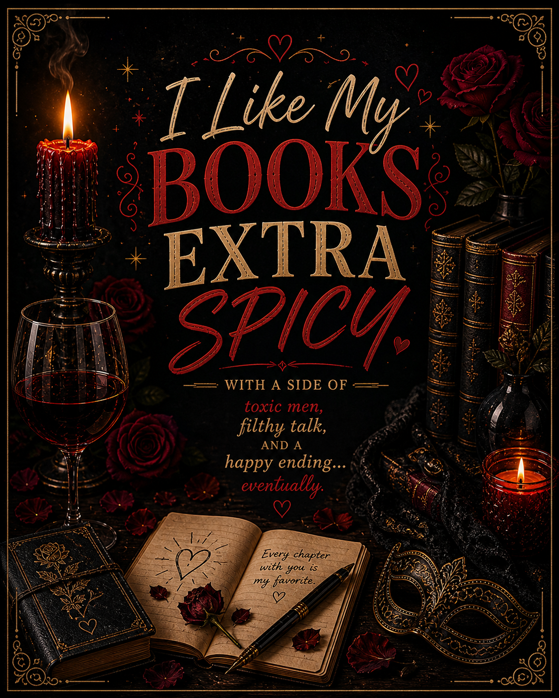 I Like My Books Extra Spicy puzzle | Book Lover Jigsaw, Dark Romance Design