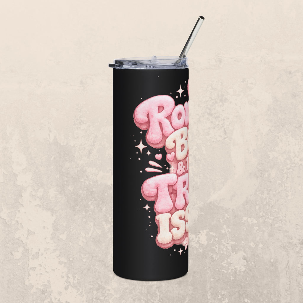 20oz Tumbler — “Romance Books & I Have Trust Issues” Pink Heart Travel Mug