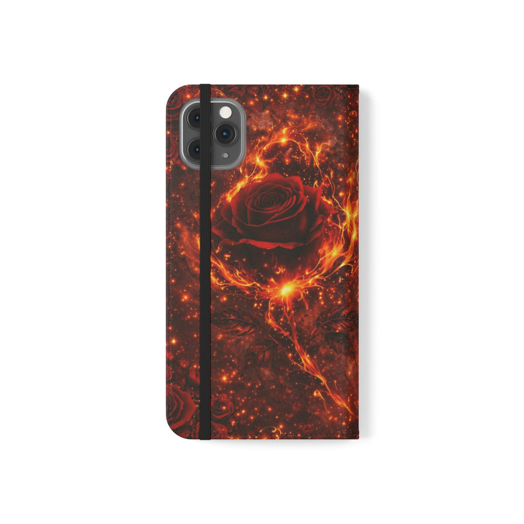 Flip Case – 'Touch Her & Die' Gothic Rose Wallet Phone Case