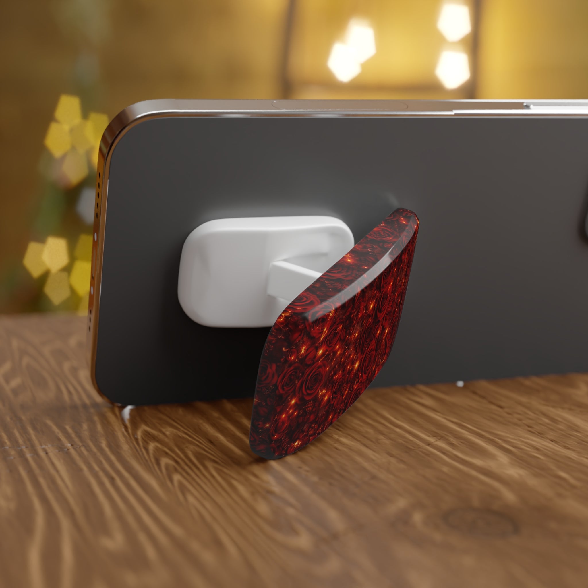 Red Rose Sparkle Phone Grip — Click-On Phone Stand & Holder
