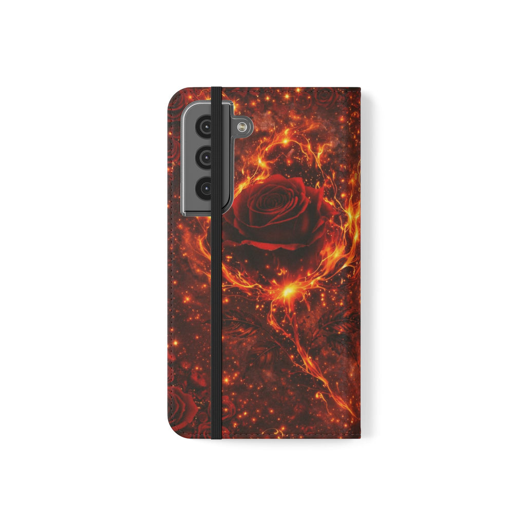 Flip Case – 'Touch Her & Die' Gothic Rose Wallet Phone Case