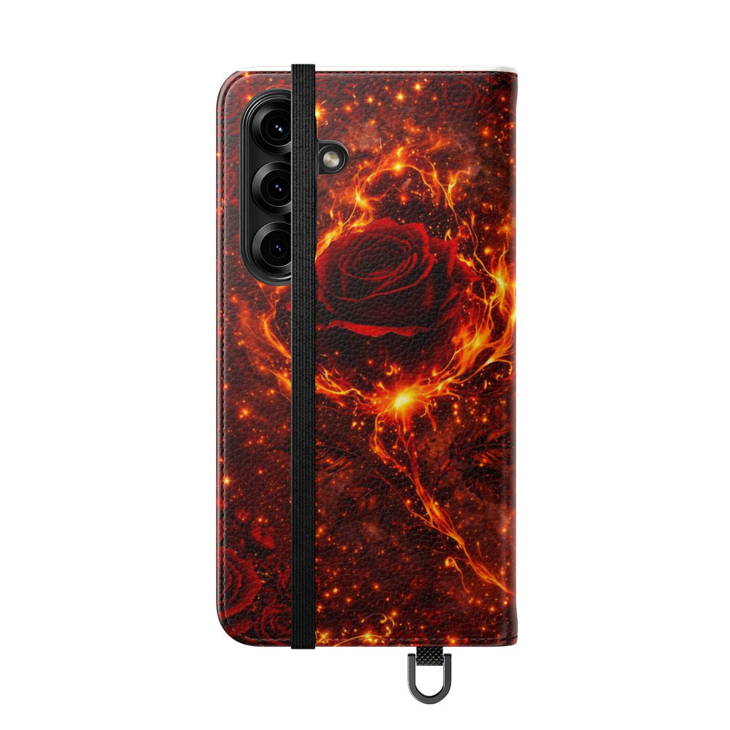 Flip Case – 'Touch Her & Die' Gothic Rose Wallet Phone Case