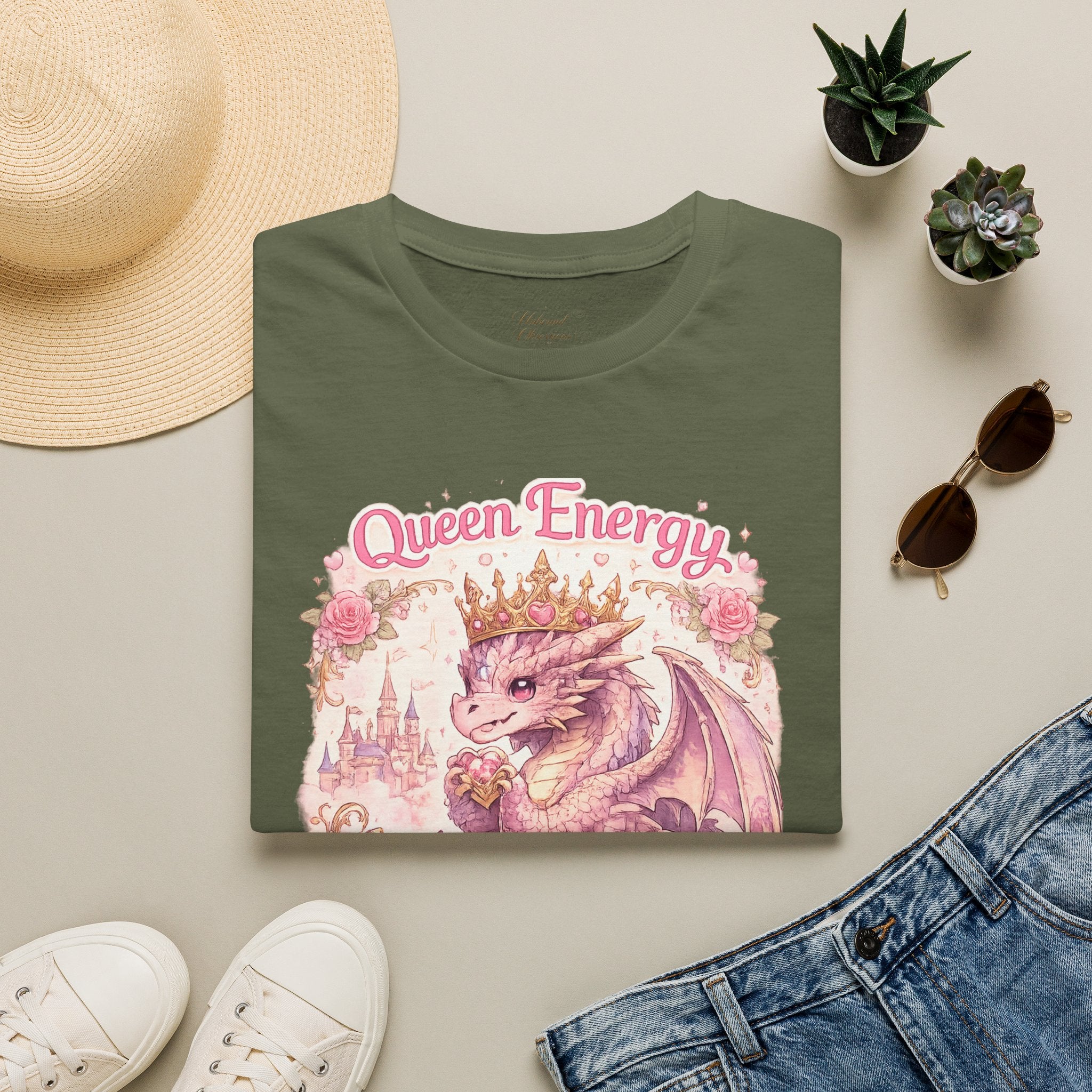Queen Energy Dragon T-Shirt — Pink Crowned Dragon "Queen Energy, Dragon Tasties"